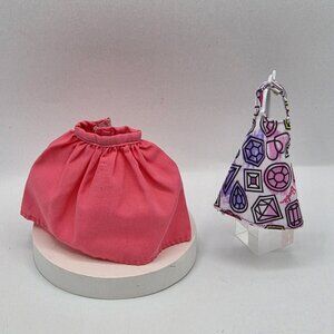 Genuine Barbie Doll Clothes Set: Pink Skirt & Crayola Print Top